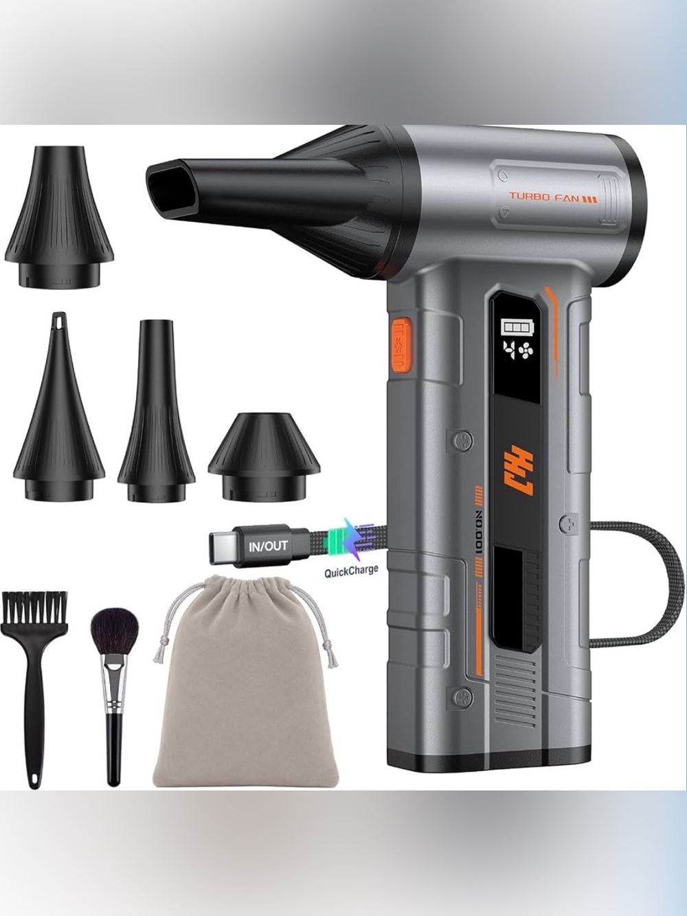 150,000 RPM Compressed Air Duster – 4 Speeds & 5 Nozzles | Brand New